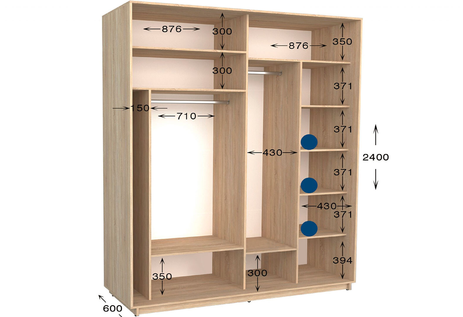 Фото 2 - Шкаф-купе Garant Практик №68 2-дверный 180 см