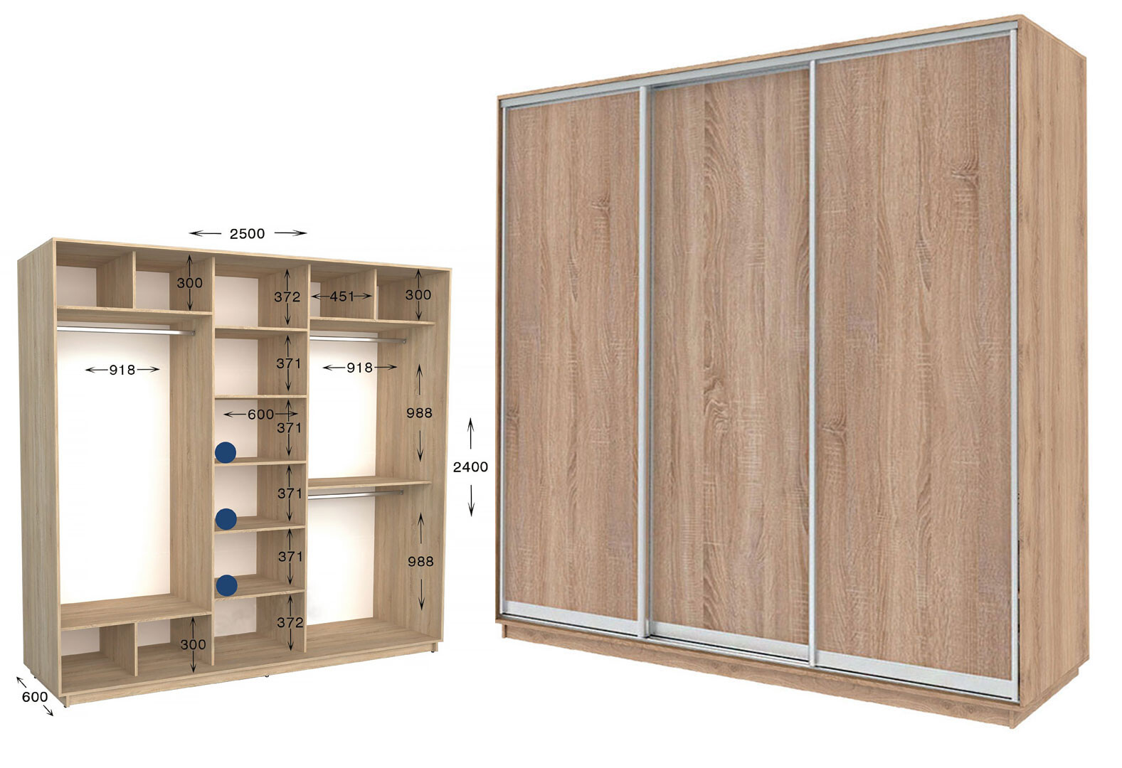 Фото 1 - Шафа-купе Garant Практик 121 3-дверна 250 см