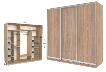 Фото Шкаф-купе Garant Практик 127 3-дверный 250 см