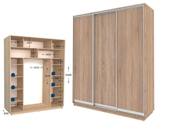 Фото Шкаф-купе Garant Практик №80/3 3-дверный 190 см