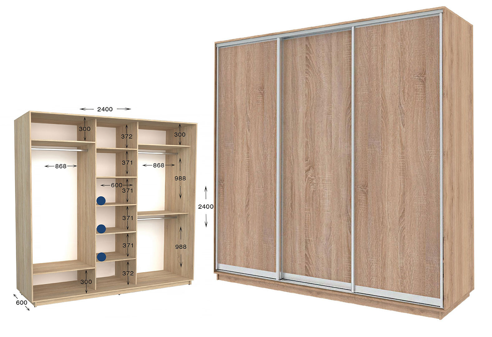 Фото 1 - Шафа-купе Garant Практик 113 3-дверна 240 см