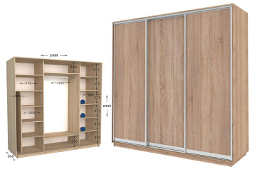 Фото Шкаф-купе Garant Практик 119/3 3-дверный 240 см