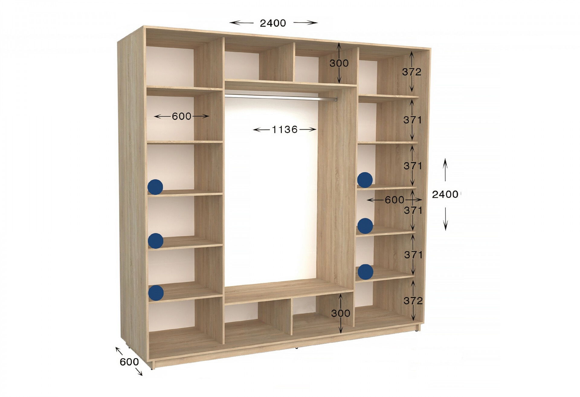 Фото 2 - Шафа-купе Garant Практик 120/3 3-дверна 240 см