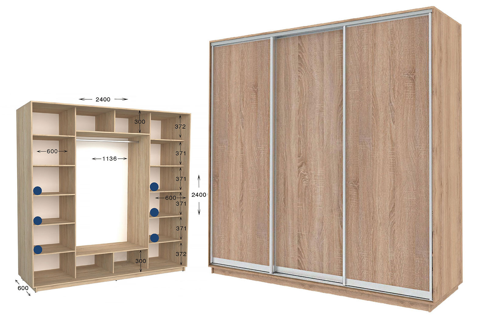 Фото 1 - Шафа-купе Garant Практик 120/3 3-дверна 240 см