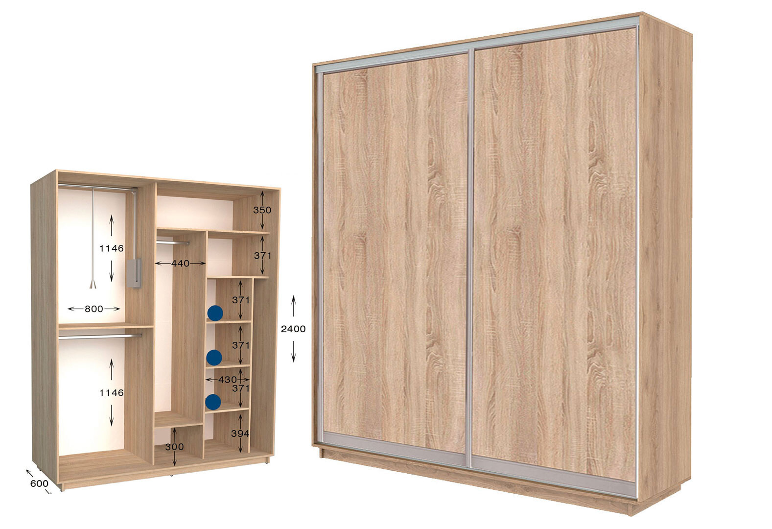 Фото 1 - Шкаф-купе Garant Практик №77 2-дверный 190 см