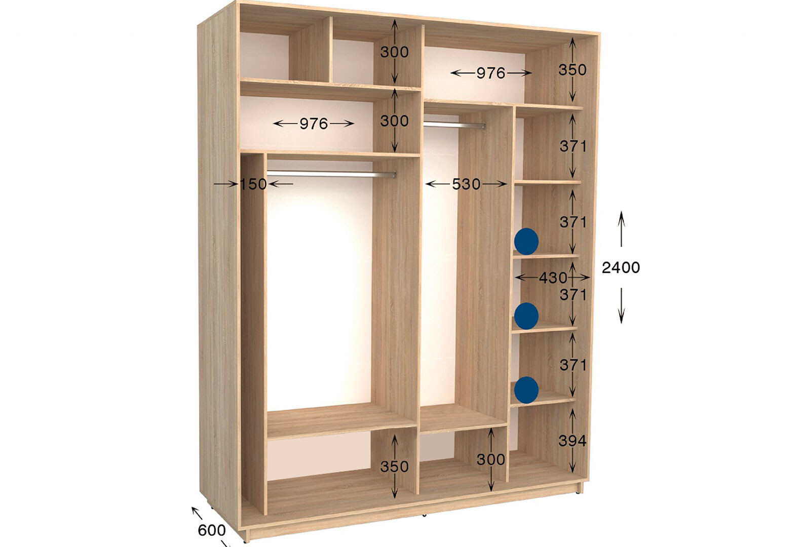 Фото 2 - Шкаф-купе Garant Практик №83 2-дверный 200 см