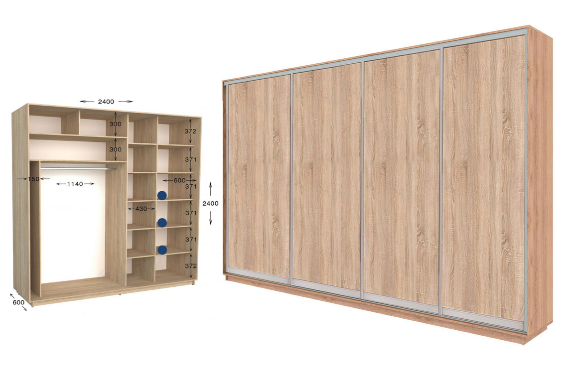 Фото Шкаф-купе Garant Практик 118/4 4-дверный 240 см