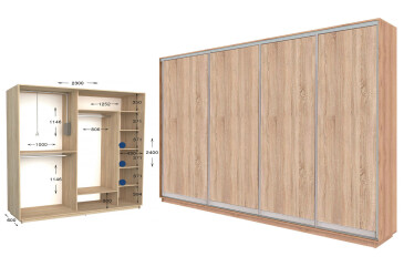 Фото Шкаф-купе Garant Практик №108/4 4-дверный 230 см