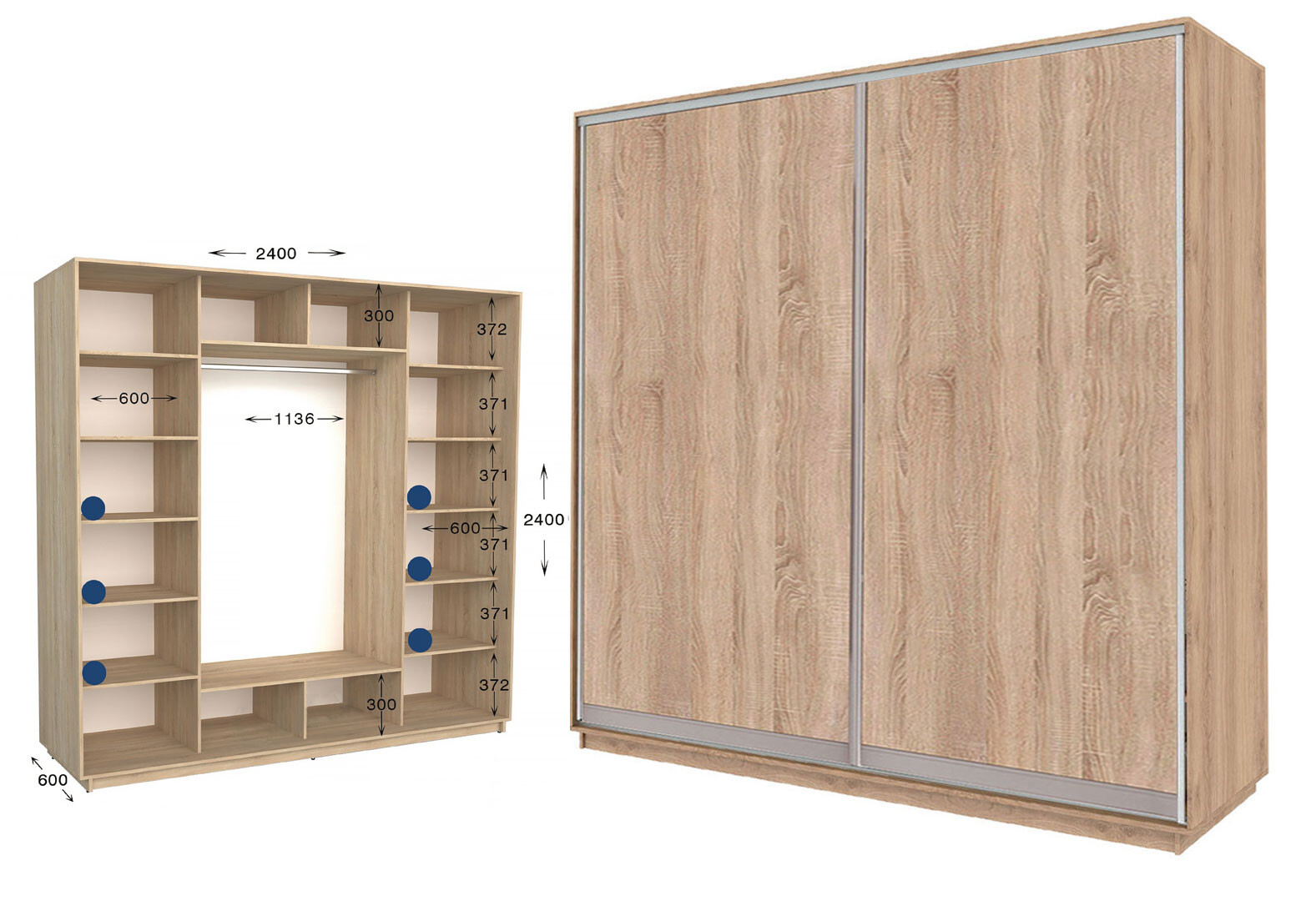 Фото 1 - Шкаф-купе Garant Практик №120/2 2-дверный 240 см