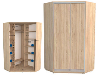 Фото Шкаф-купе угловой Garant Практик №4 2-дверный 130x130 см