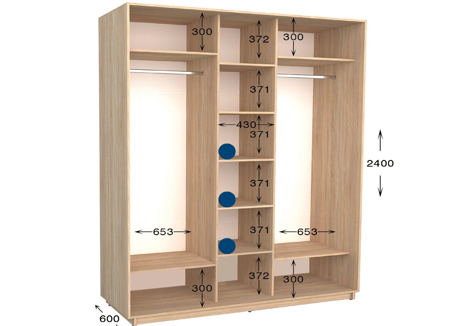 Фото 2 - Шкаф-купе Garant Практик №70 3-дверный 180 см