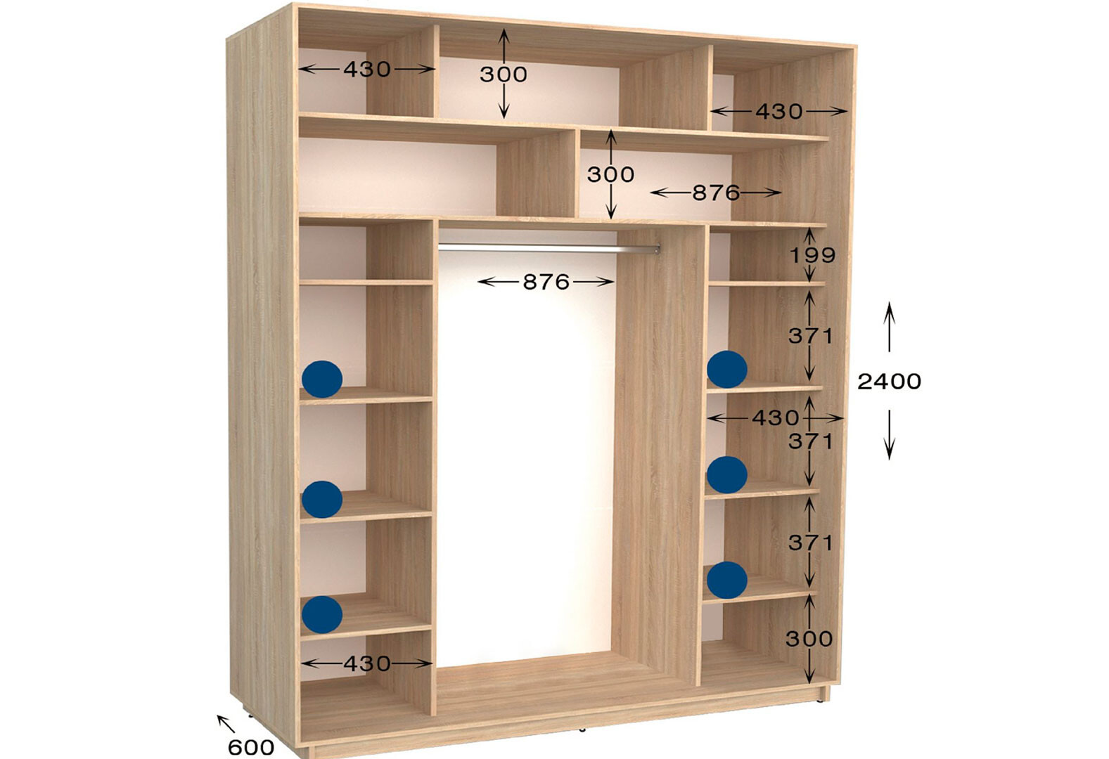 Фото 2 - Шафа-купе Garant Практик №72/3 3-дверна 180 см