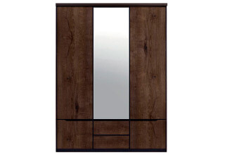 Фото Шкаф ВМК Джули 5-дверный с 2 ящиками и зеркалом 154 см Венге магия/Дуб конкордия