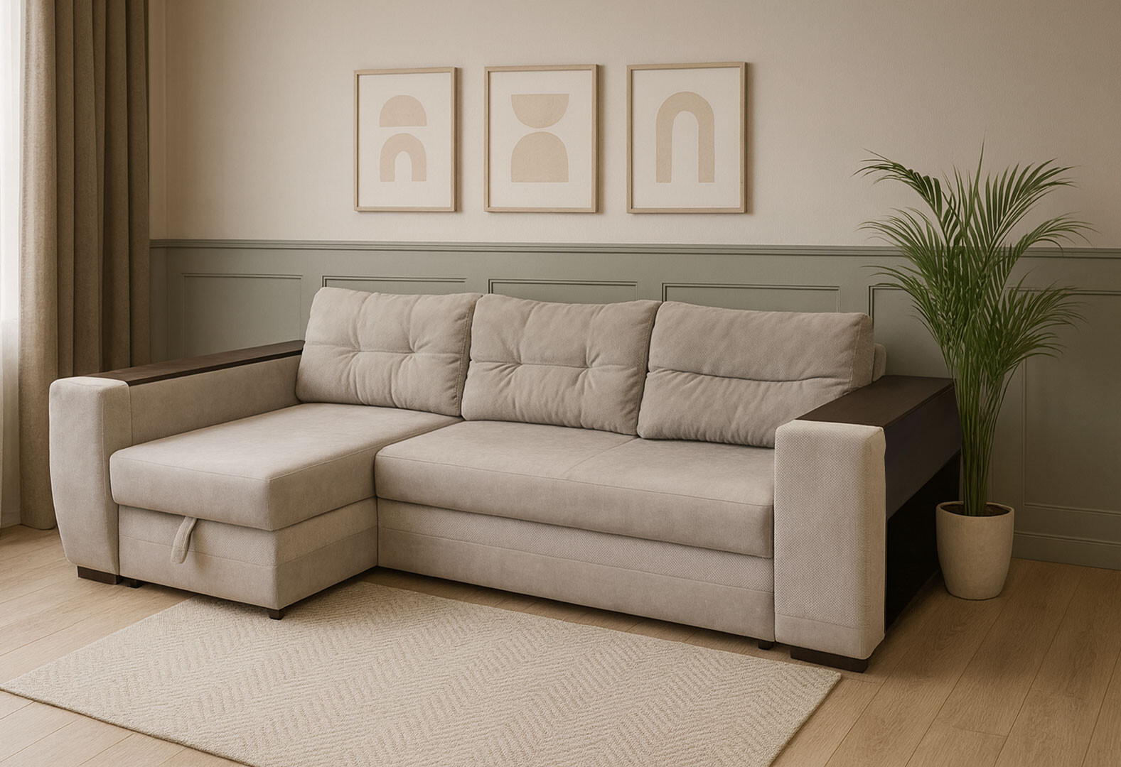 Фото 2 - М'який куточок Vika Леон 270x155 см сірий (Лілу 91 + Доріс 90) кут 7