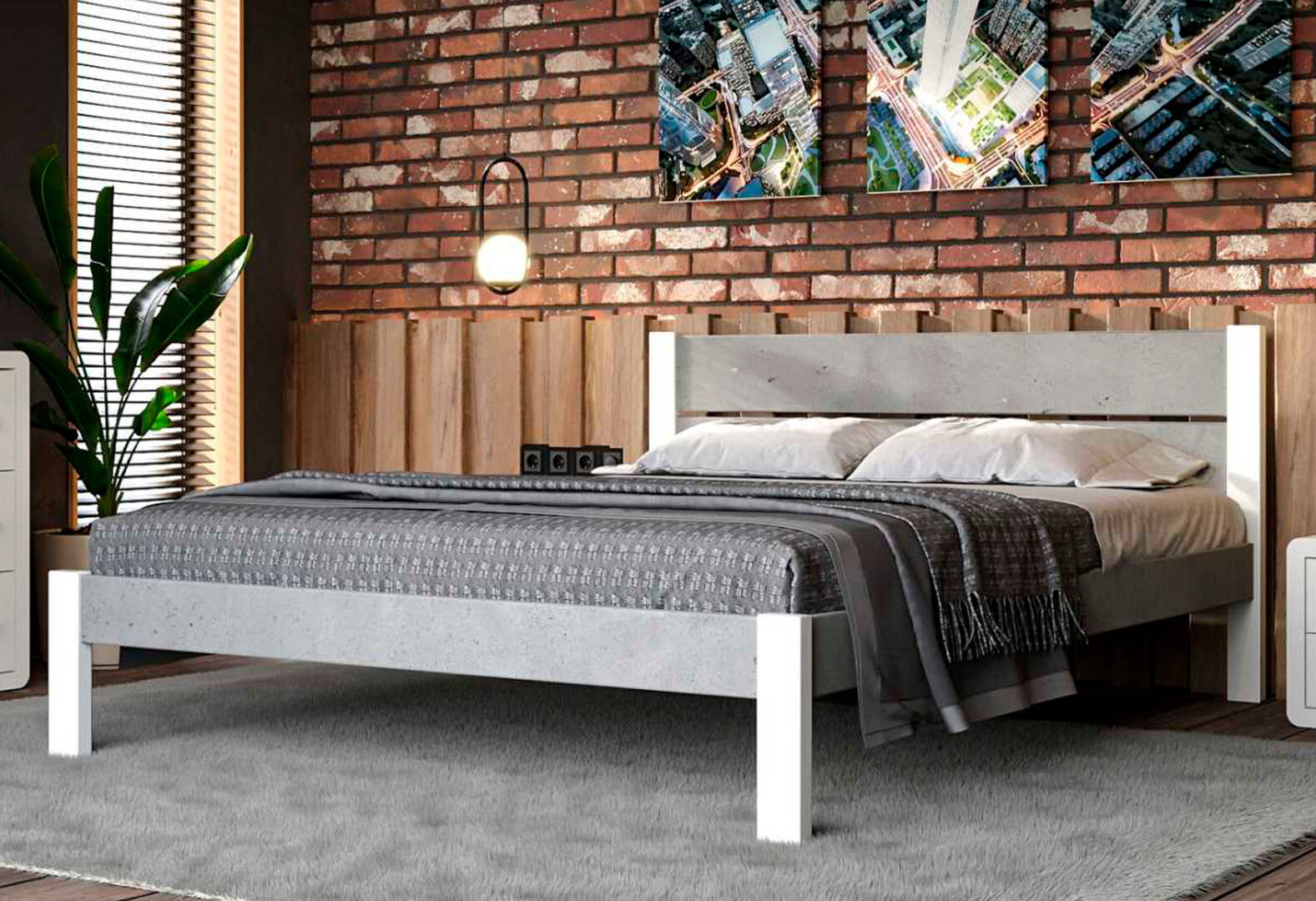 Фото 2 - Ліжко Arbor Drev Лофт 2 (ДСП бетон) 140