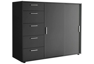 Фото Комод MiroMark Кейс 2-дверный с 5 ящиками 152 см Графит