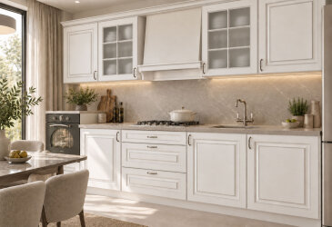 Изображение Кухня Вип-Мастер Аморе Классик Патина Люкс / Amore Classic Patina Luxe 320 см белый, патина серебро