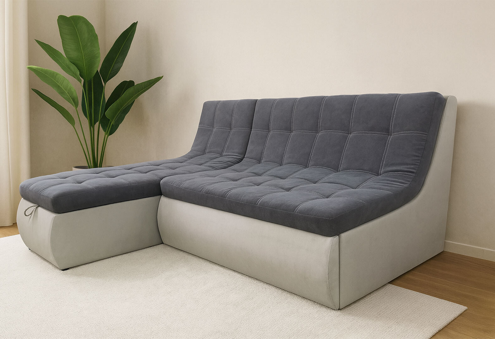 Фото 2 - Мягкий уголок Вика Комфорт 202x180 см темно-серый светло-серый (Балатон 96+94) 