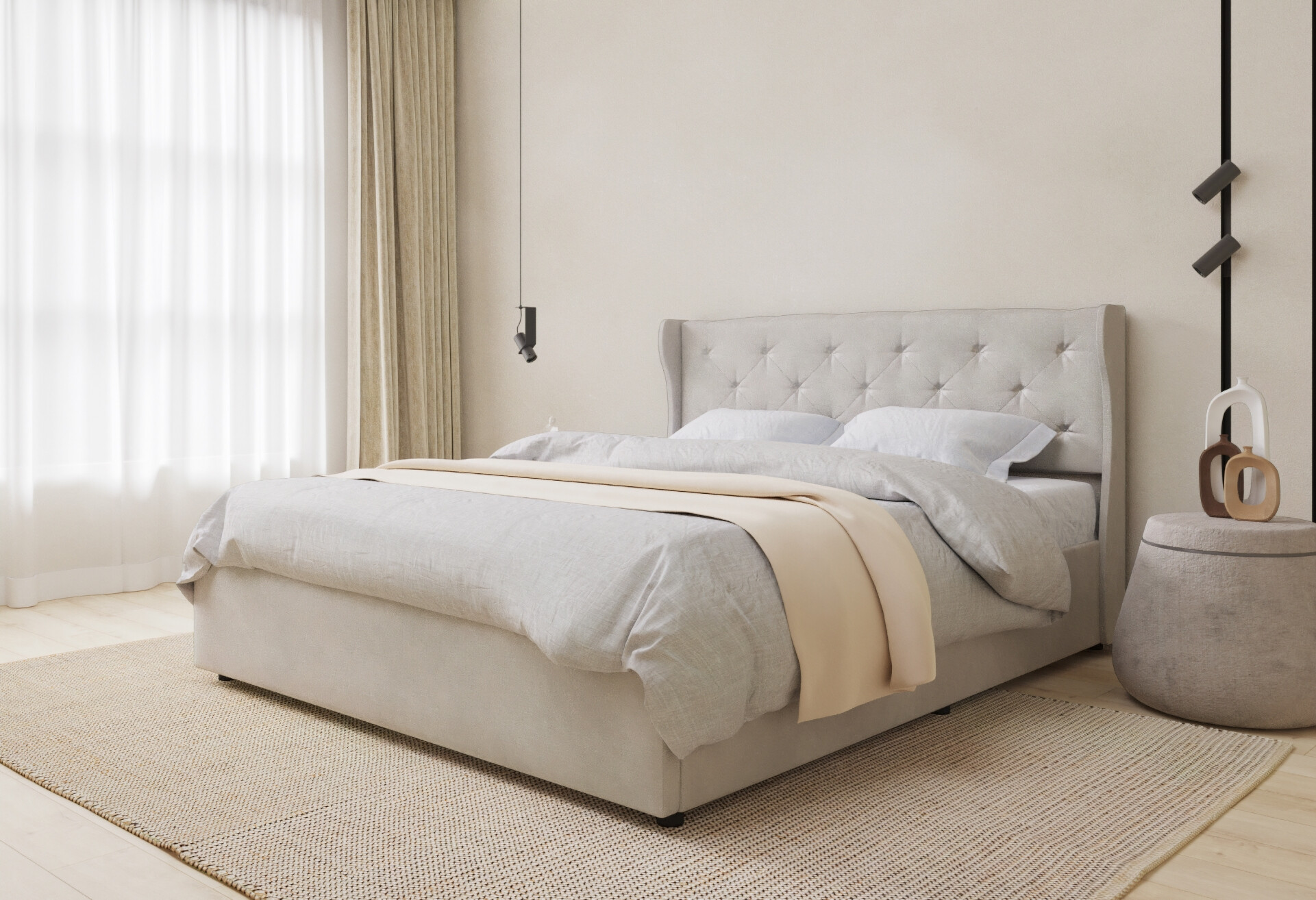 Фото 5 - Ліжко-подіум UMa Жасмін 160х200 см підйомне, світло-бежеве (Fancy 06)