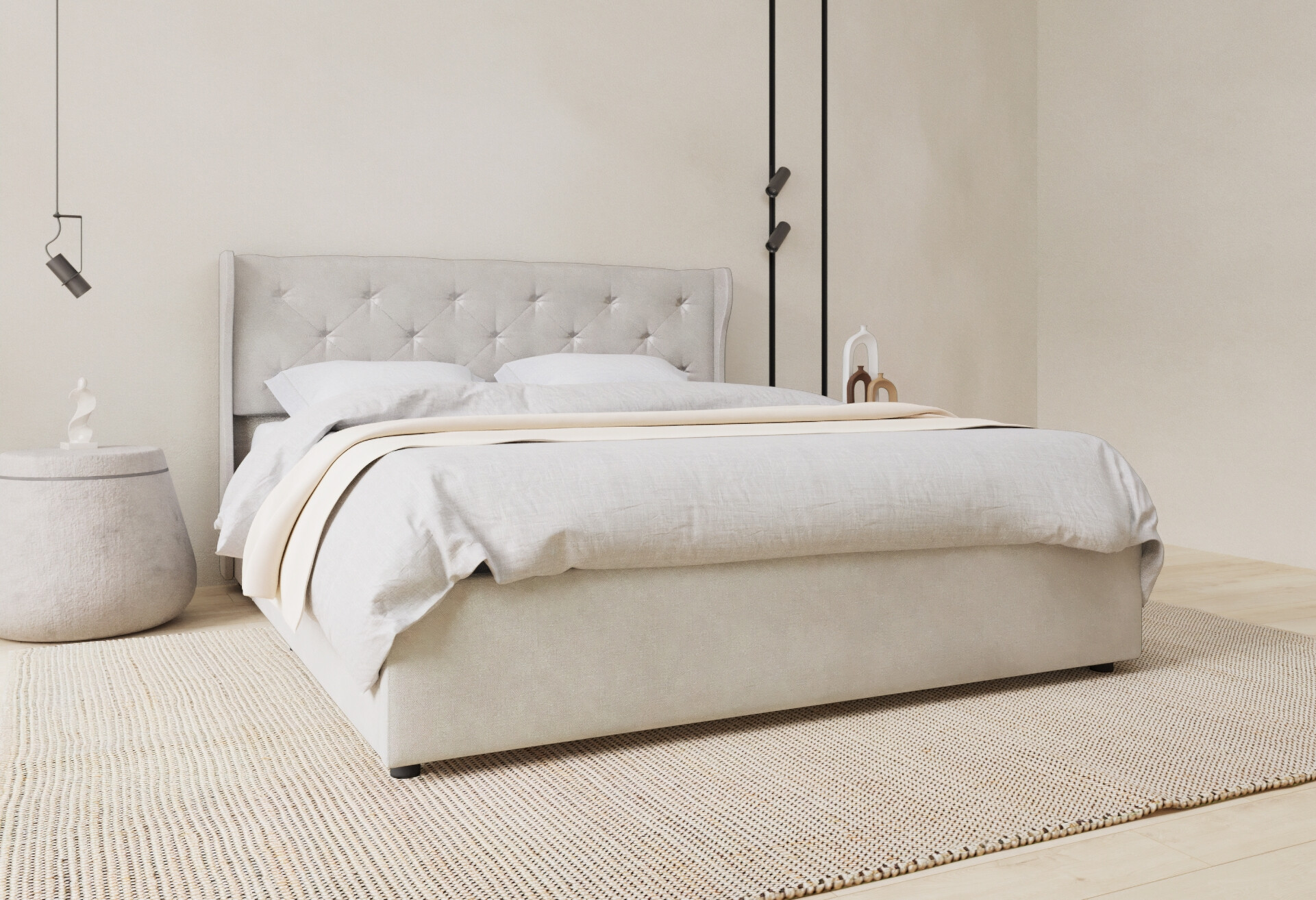 Фото 6 - Ліжко-подіум UMa Жасмін 160х200 см підйомне, світло-бежеве (Fancy 06)