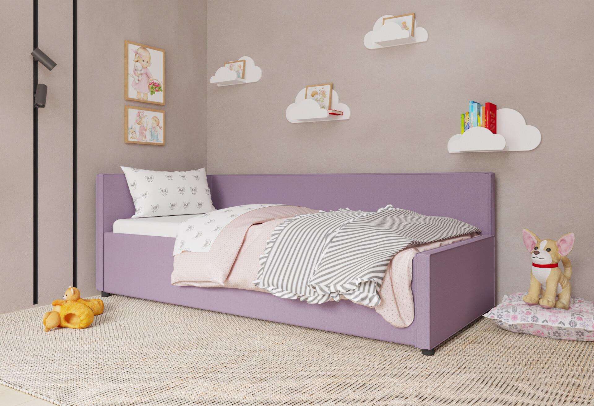 Фото 2 - Ліжко UMa Джерсі 90х200 см розкладне фіолетове (Soro 65) 