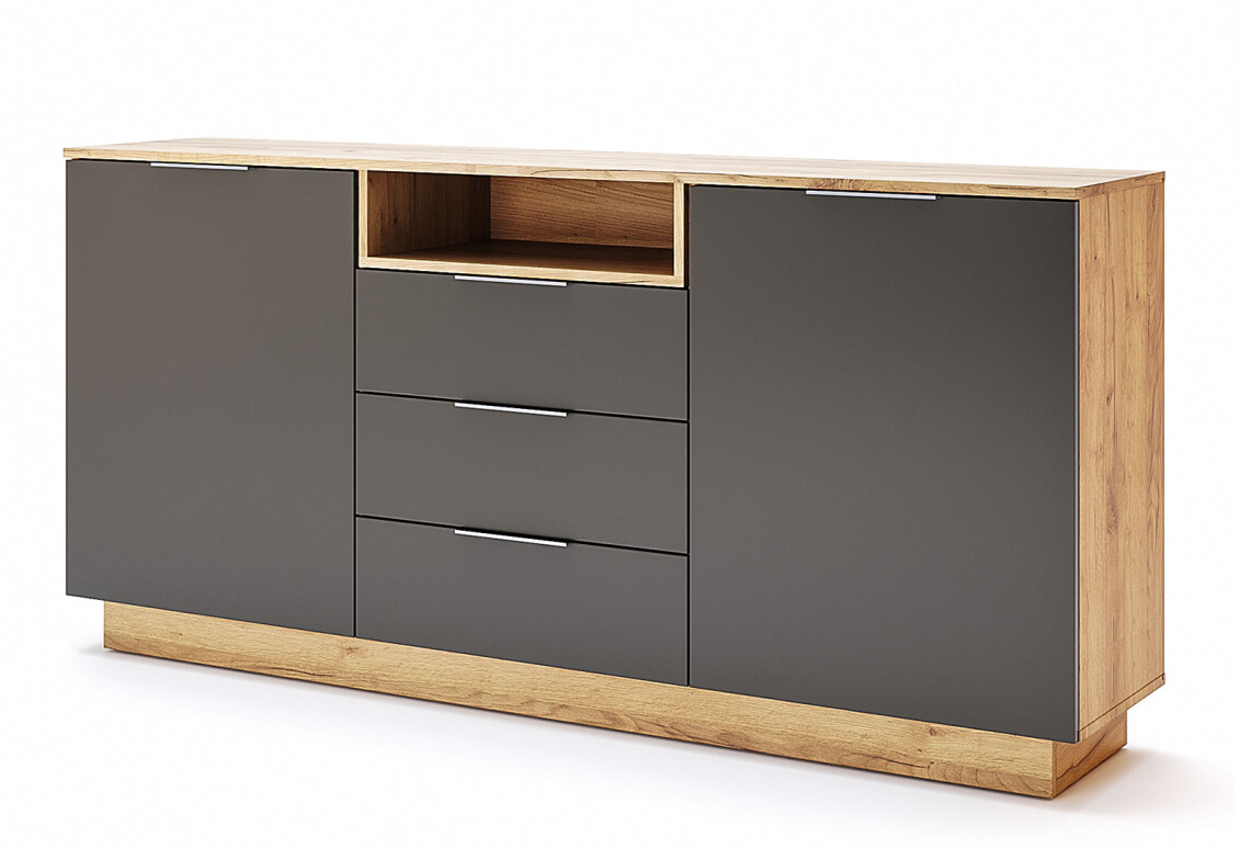 Фото Комод MiroMark Луна з полицею, 2 дверками та 3 шухлядами 180 см Лава/Дуб крафт