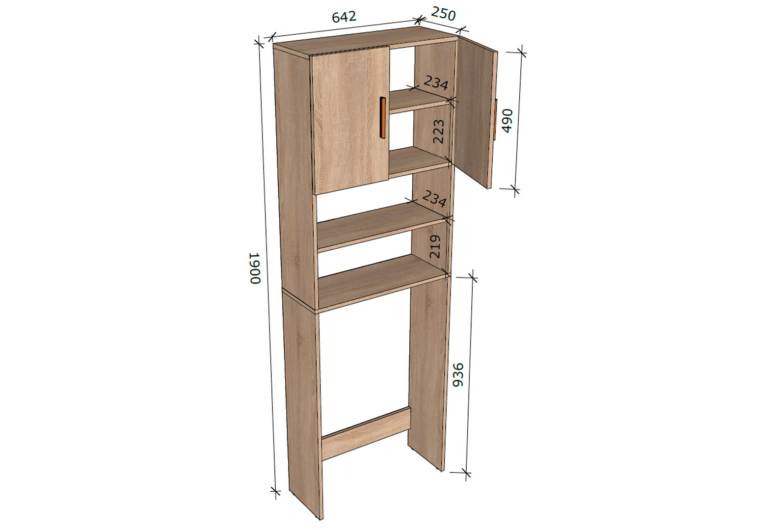 Фото 5 - Стеллаж под стиральную машину Moreli GТ0107 64 см