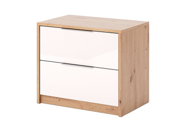 Фото Приліжкова тумба MiroMark Реймонд з 2 шухлядами 55 см, глянець білий