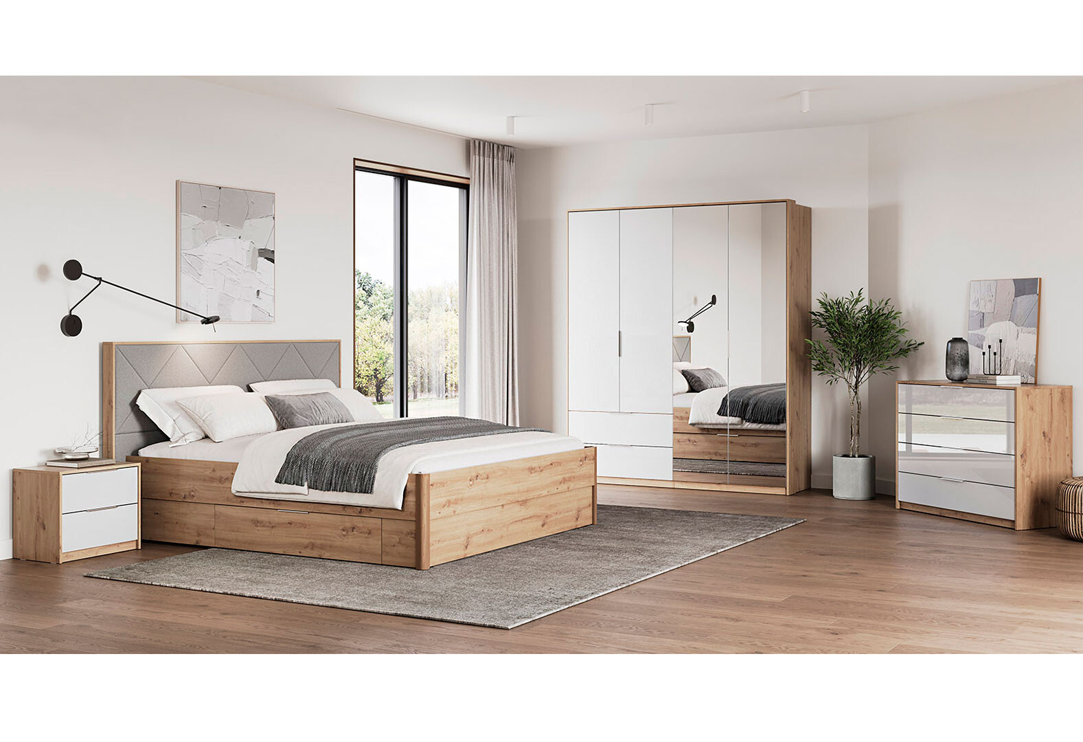 Фото 1 - Спальня Реймонд Глянец белый 4Д МироМарк