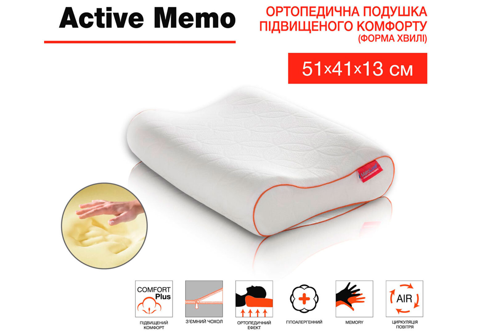 Фото 2 - Подушка Active Memo (ортопедична) Matroluxe