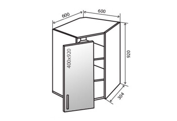 Фото В54 Тумба 1Д 60 Вітрина AL Флет Люкс VIP-master