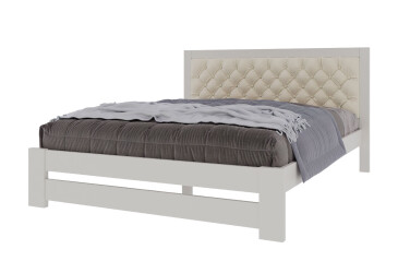 Фото Кровать Arbor Drev Симфония Люкс 160 см обивка ромб тк.Лагуна 03, белая