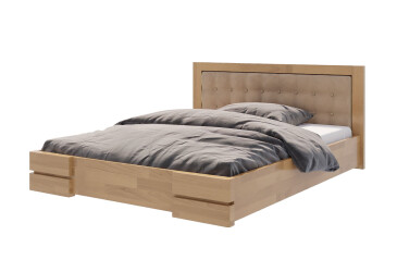 Фото Кровать Arbor Drev Регина 180 см прошивка изголовъя квадрат, тк. Лагуна 07, орех