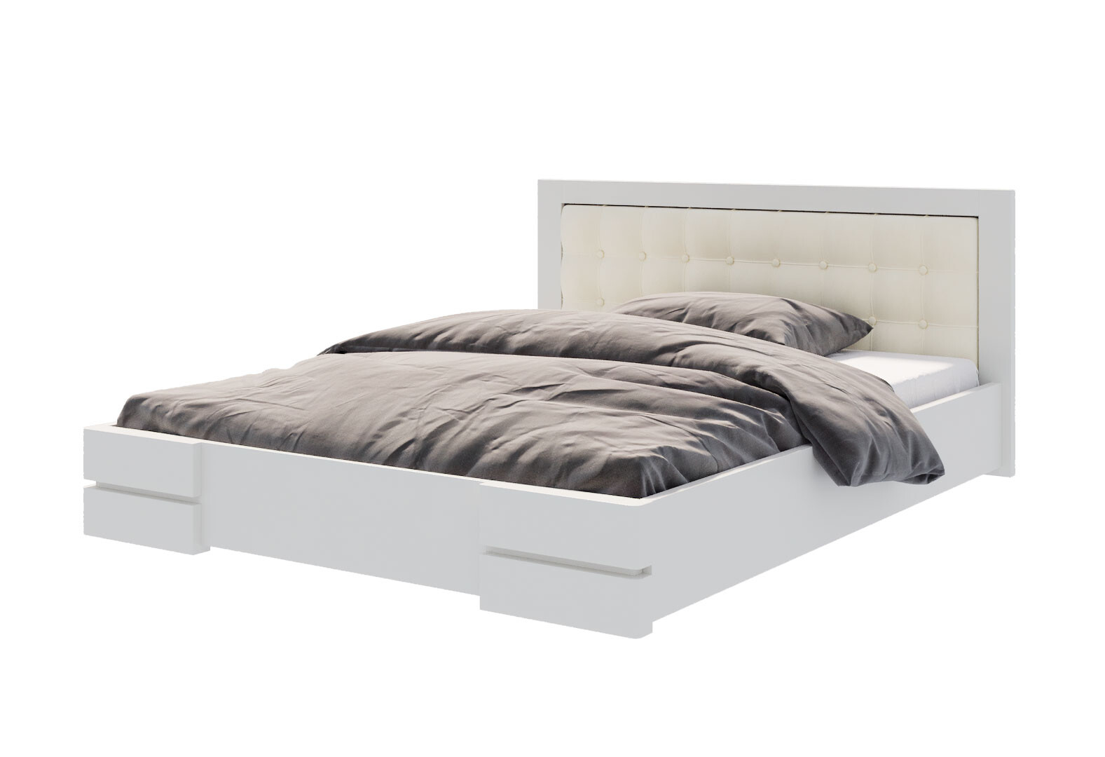 Фото 1 - Ліжко-подіум Arbor Drev Регіна Люкс 140 см вис. узголів'я 104 см, прошивка узголів'я квадрат, тк. Лагуна 03, біле