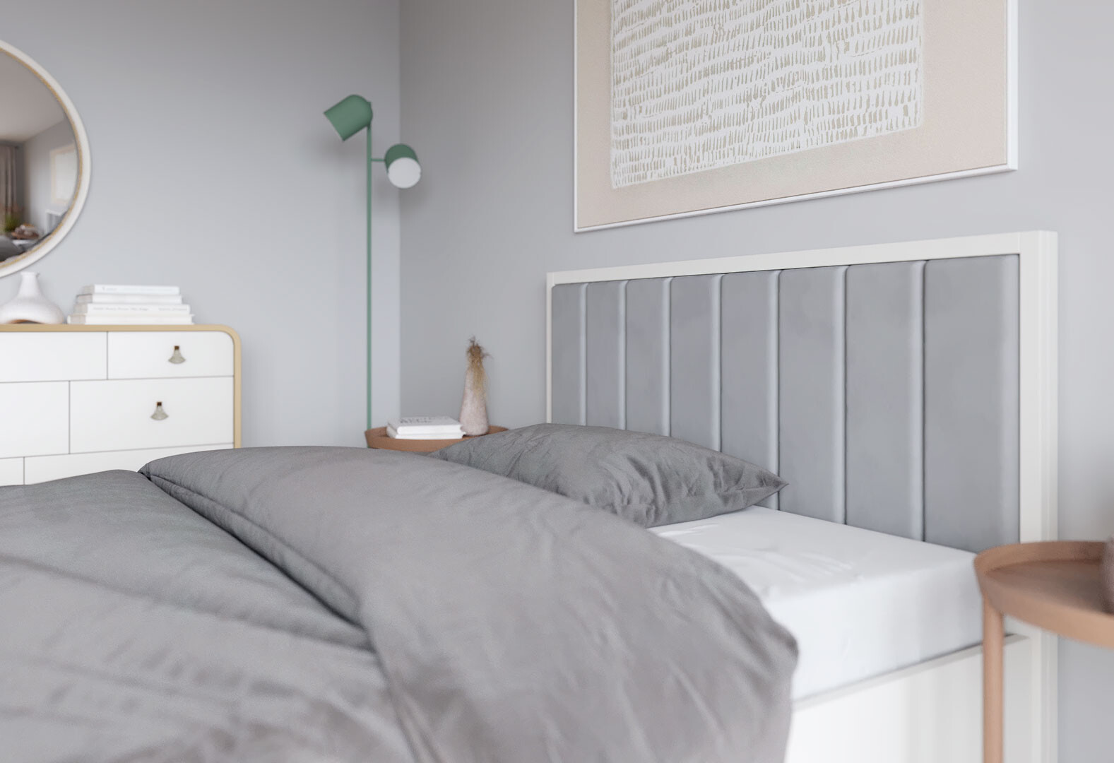 Фото 2 - Ліжко-подіум Arbor Drev Мілано 180 см тк. Лагуна 43, біле