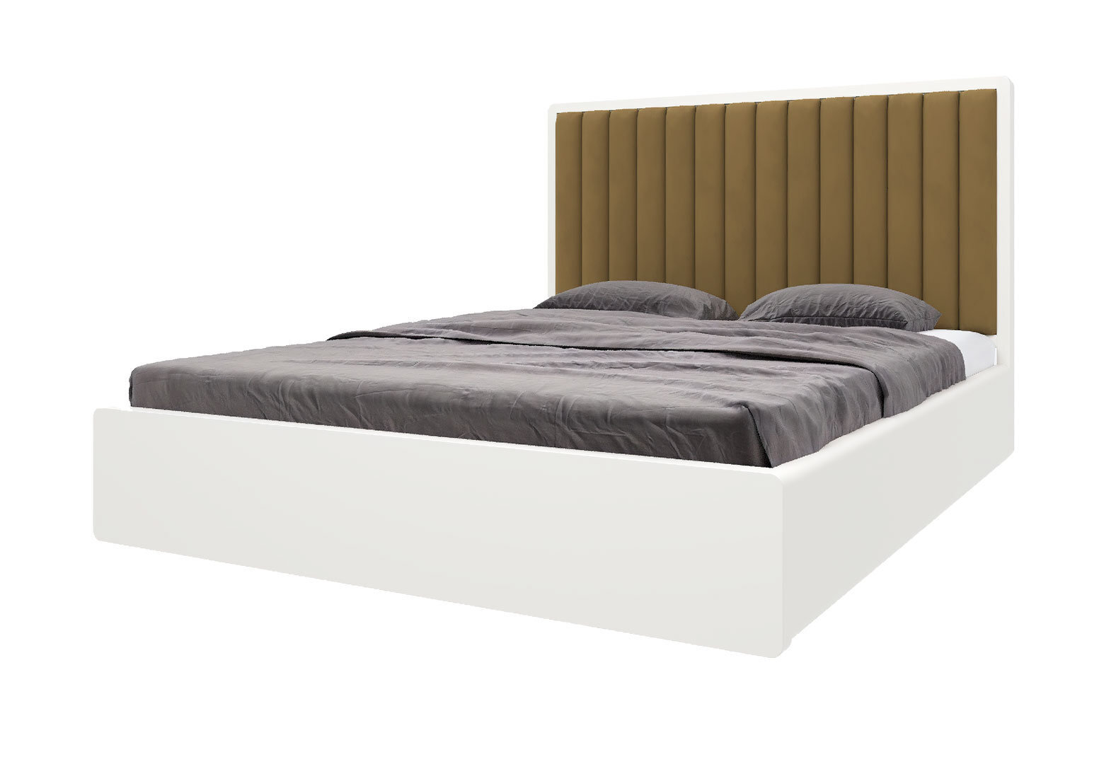 Фото 1 - Кровать-подиум Arbor Drev Глория 160 см тк. Лагуна, 10 белая