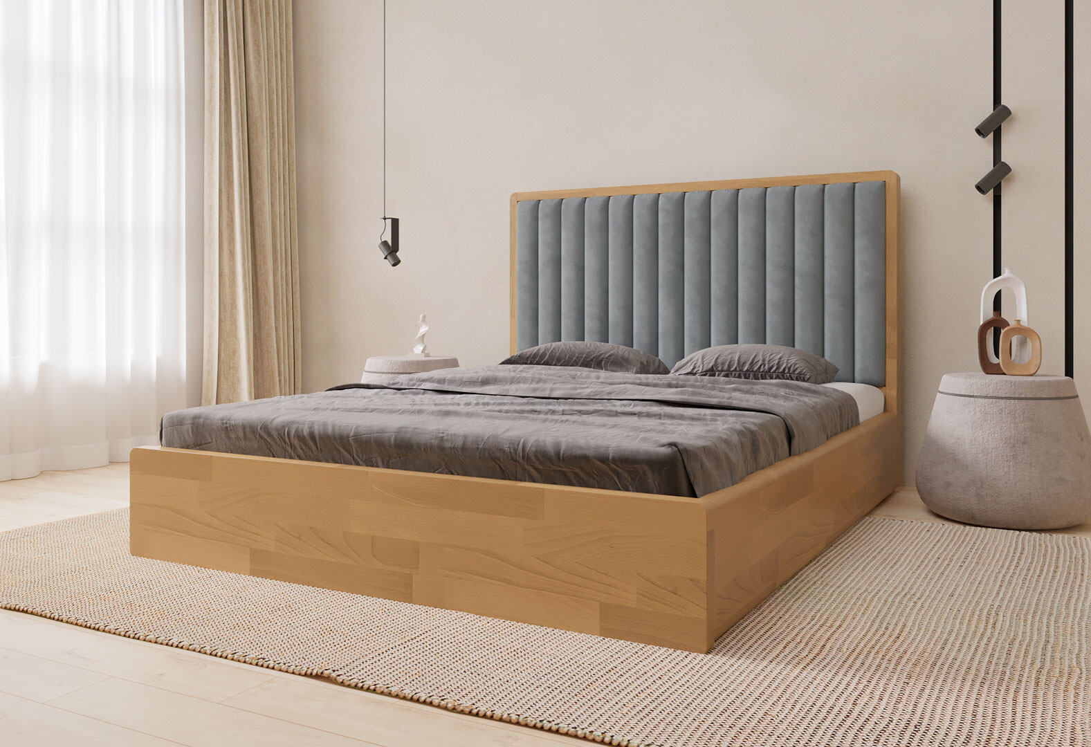 Фото 2 - Кровать-подиум Arbor Drev Глория 180 см подъемная (метал.каркас) тк. Лагуна, 42 орех