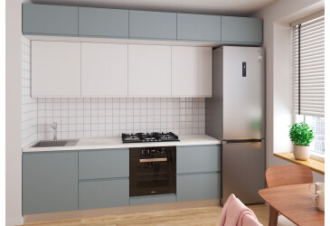 Фото Кухня Вип-Мастер Интерно Люкс / Interno Luxe 240 см, серый мат / белый мат