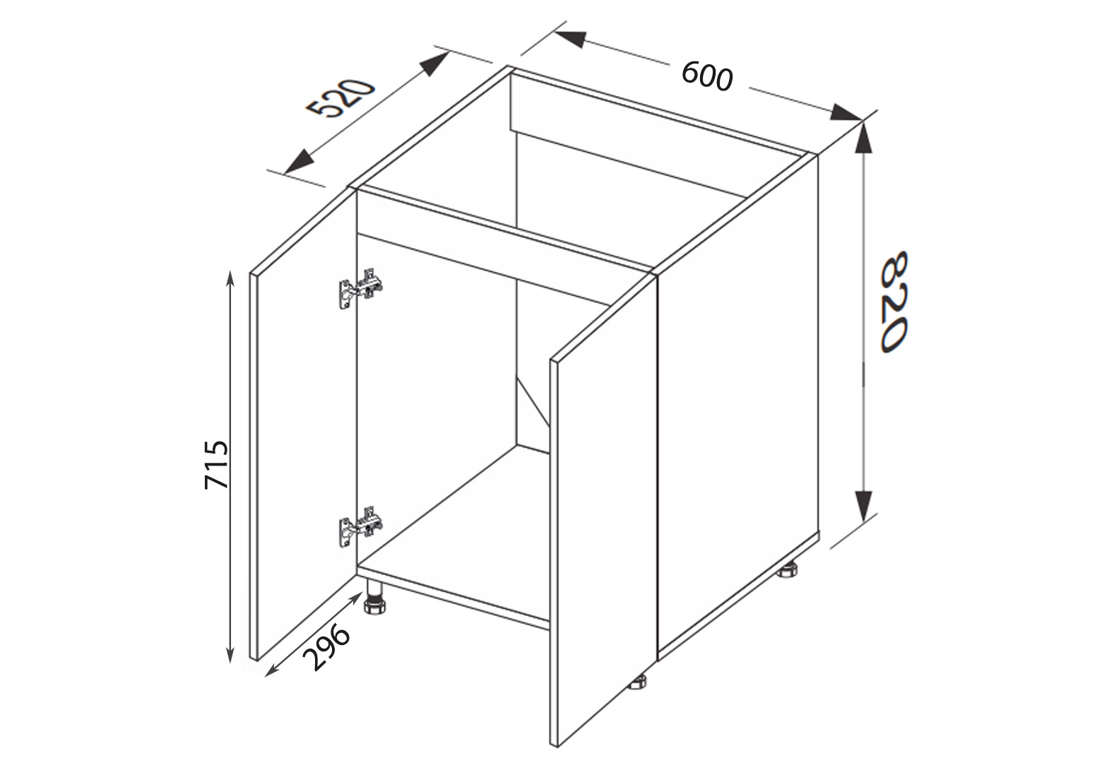 Фото 2 - Низ 60НМ/820 2дв мойка Миллениум / Millenium МироМарк