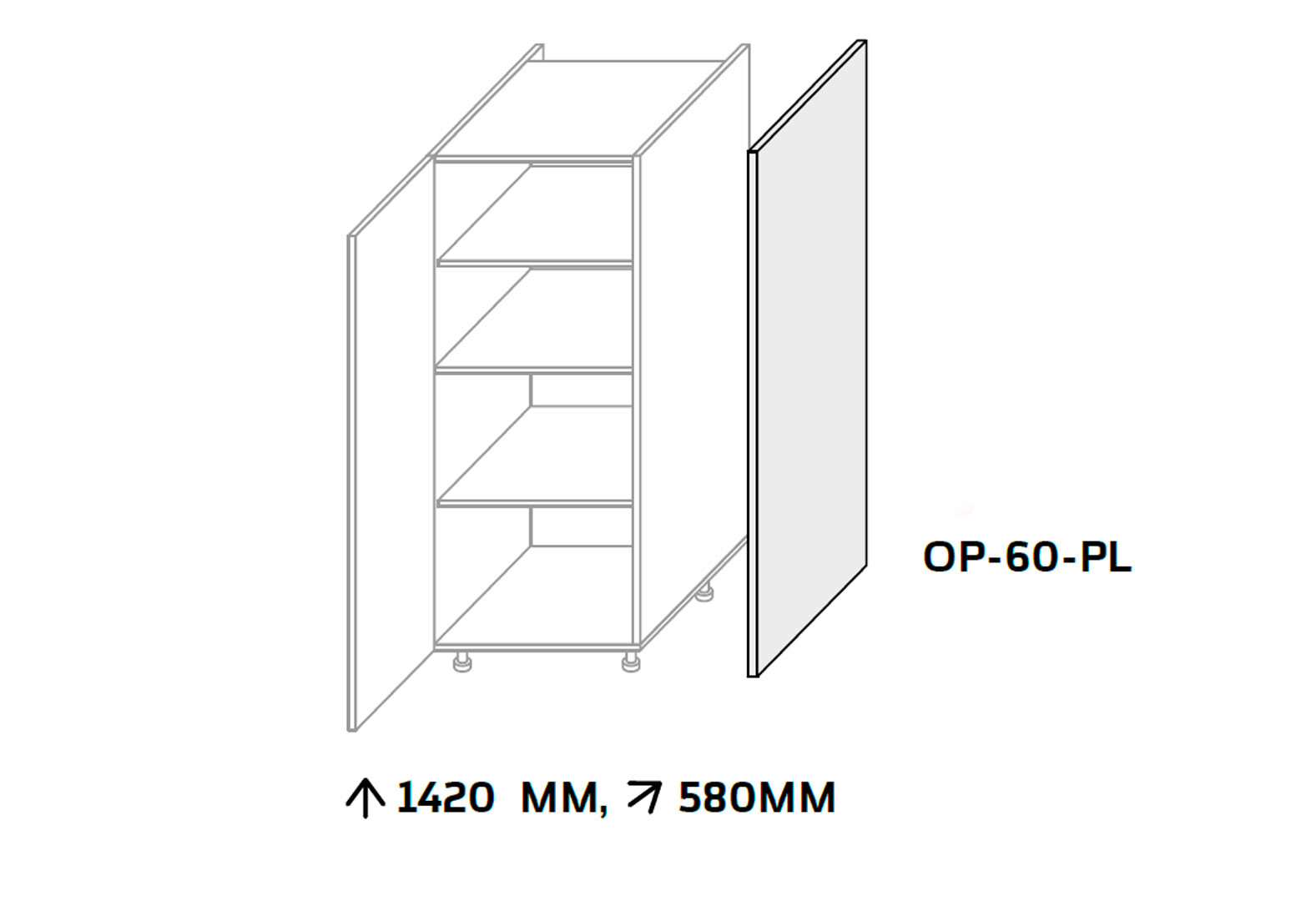 Фото 2 - Боковая панель пенал 1420мм МироМарк