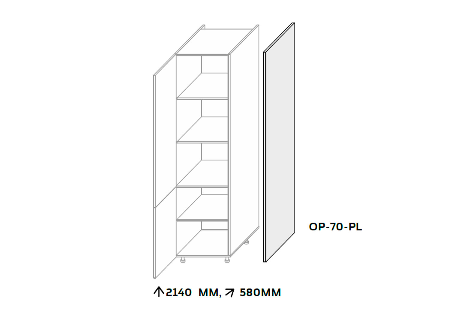 Фото 2 - Боковая панель пенал 2140мм МироМарк