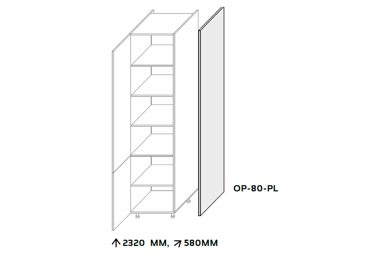 Фото 2 - Боковая панель пенал 2320мм МироМарк