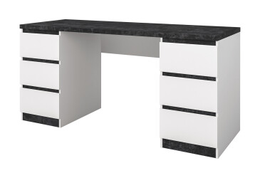 Фото Стол письменный Svit Mebliv Мия 160x60 см с 6 ящиками, белый/бетон темный