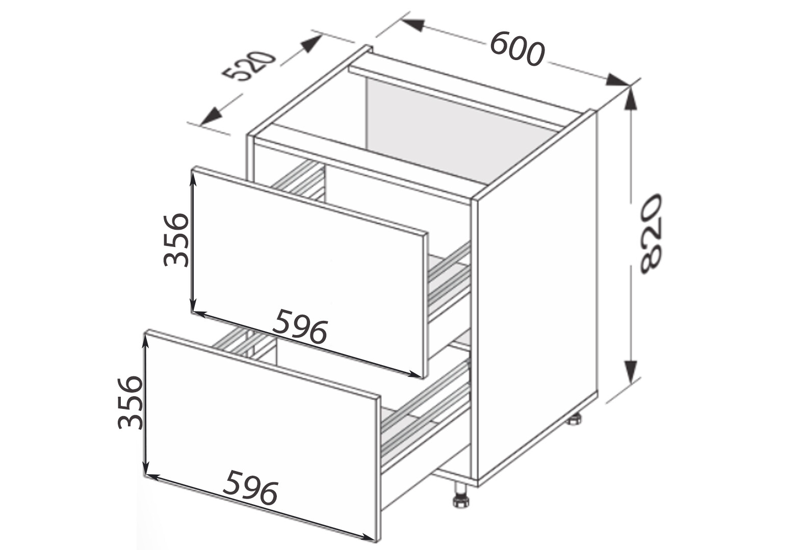 Фото 2 - Низ 60Н2ШХ/820 Pro Hettich Миллениум / Millenium Premium МироМарк