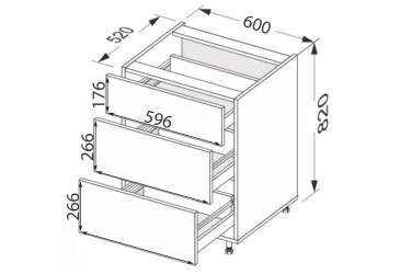 Фото Низ 60Н3ШХ/820 Pro Hettich