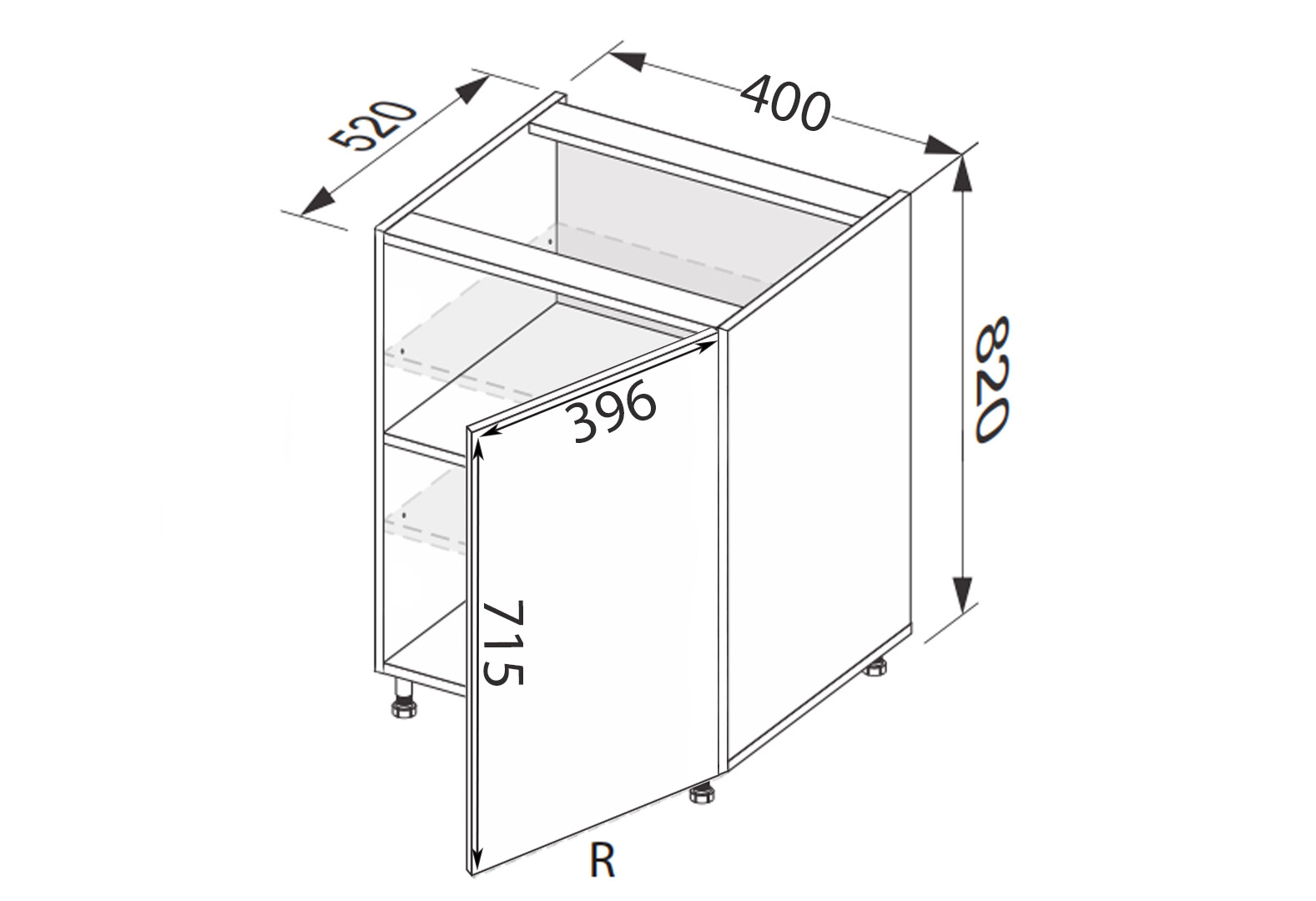 Фото 2 - Низ 40Н/820 1дв Pro Blum правая Миллениум / Millenium Premium МироМарк
