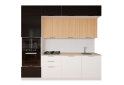 Image 3 - Кухня MebelStar Діплос / Diplos Blum 240 см, верх чорний глянець / натуральне дерево, низ білий глянець