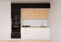 Image 1 - Кухня MebelStar Діплос / Diplos Blum 240 см, верх чорний глянець / натуральне дерево, низ білий глянець