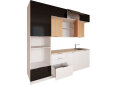 Image 4 - Кухня MebelStar Діплос / Diplos Blum 240 см, верх чорний глянець / натуральне дерево, низ білий глянець