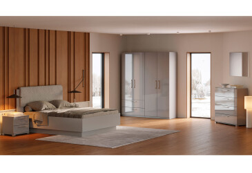 Фото Спальня МироМарк Меги / Megy 4D 160 см, глянец серый шиншилла